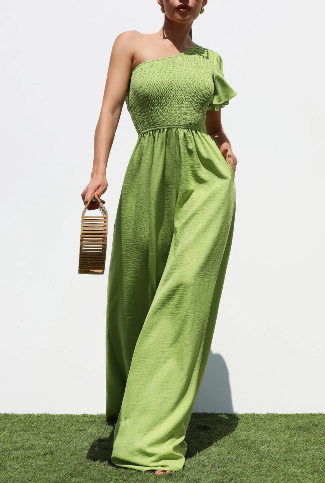 Shoulder Off Jumpsuit