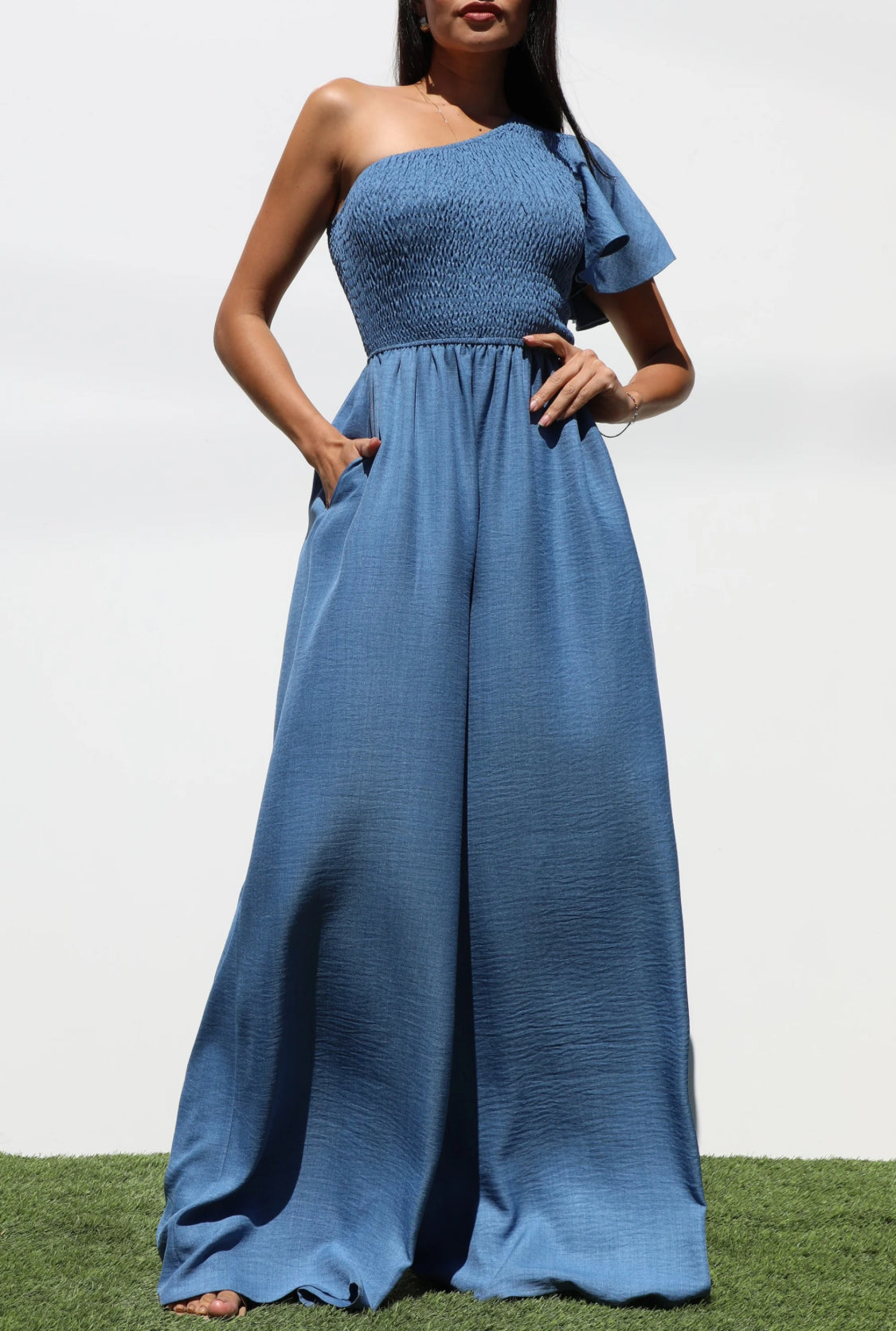 Shoulder Off Jumpsuit