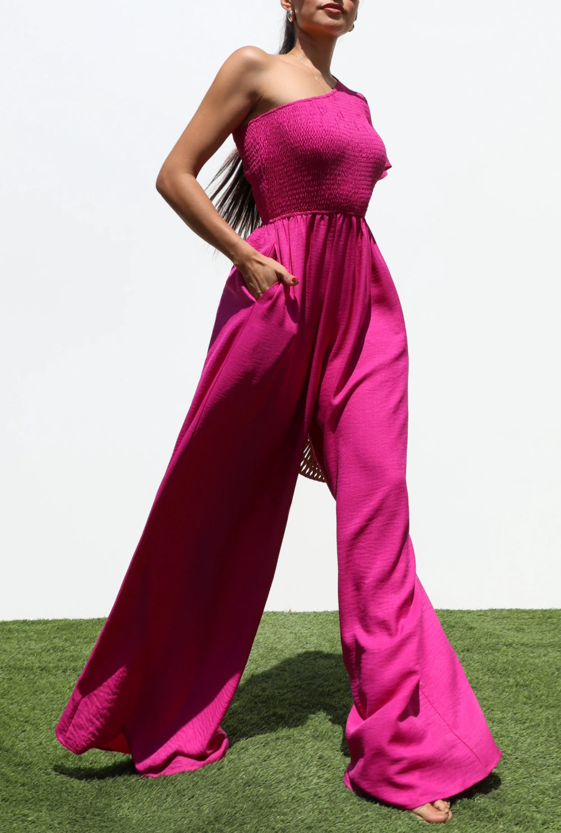 Shoulder Off Jumpsuit